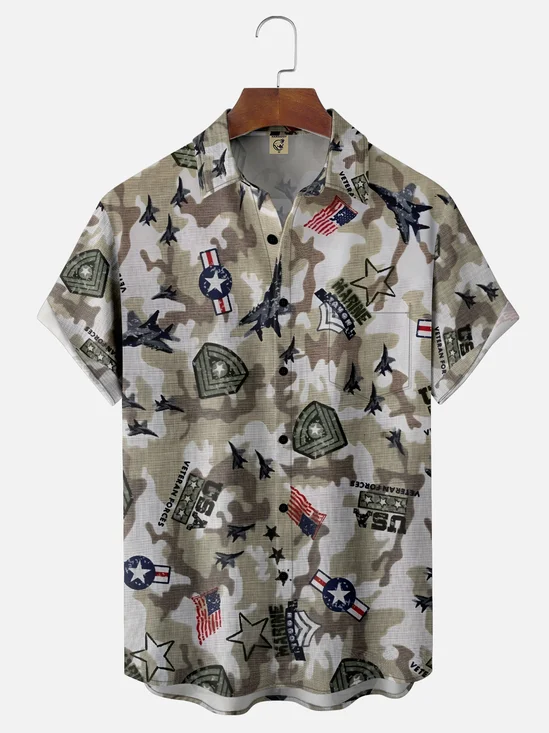 Moisture-wicking Veterans Day Air Force Chest Pocket Casual Shirt
