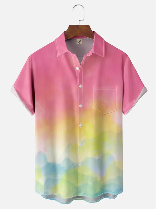 Hardaddy X Valentina Bjekovic Moisture-wicking Gradient Color Chest Pocket Casual Shirt