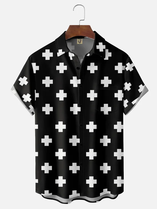 Hardaddy X Valentina Bjekovic Moisture-wicking Religious Cross Chest Pocket Casual Shirt