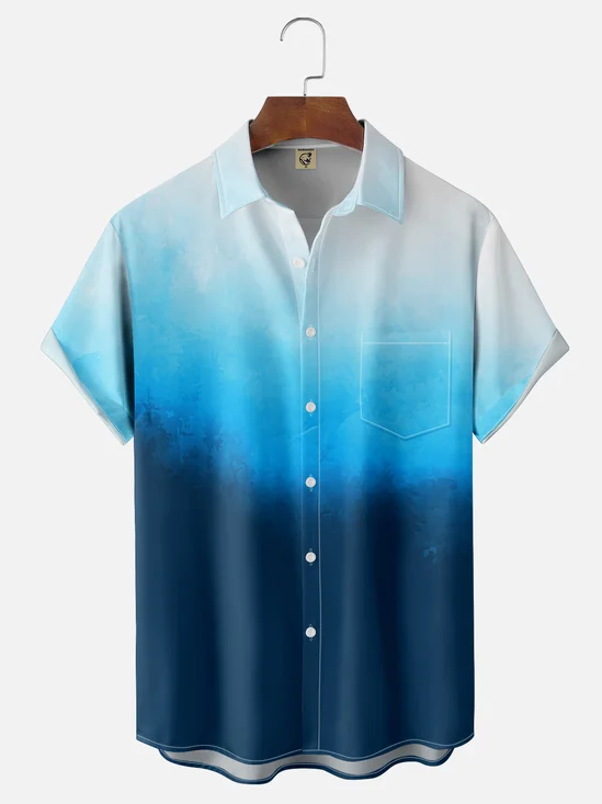 Hardaddy X Valentina Bjekovic Moisture-wicking Gradient Color Chest Pocket Casual Shirt