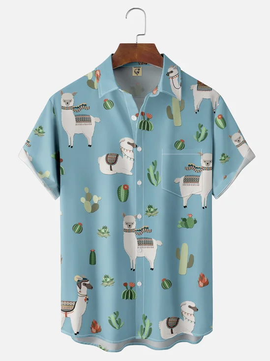 Hardaddy X Valentina Bjekovic Moisture-wicking Western Alpaca Cactus Chest Pocket Casual Shirt