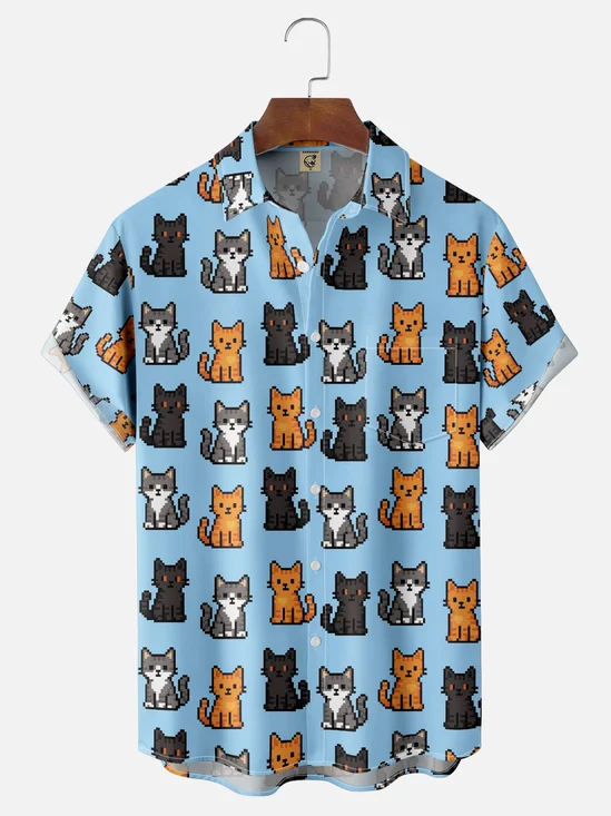 Hardaddy X Valentina Bjekovic Moisture-wicking Cats Chest Pocket Casual Shirt