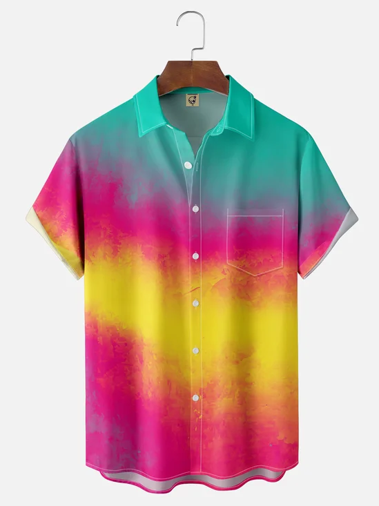 Hardaddy X Valentina Bjekovic Moisture-wicking Gradient Color Chest Pocket Casual Shirt