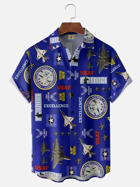 Moisture-wicking Veterans Day Air Force Chest Pocket Casual Shirt