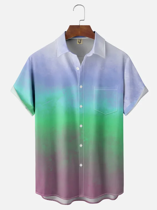 Hardaddy X Valentina Bjekovic Moisture-wicking Gradient Color Chest Pocket Casual Shirt
