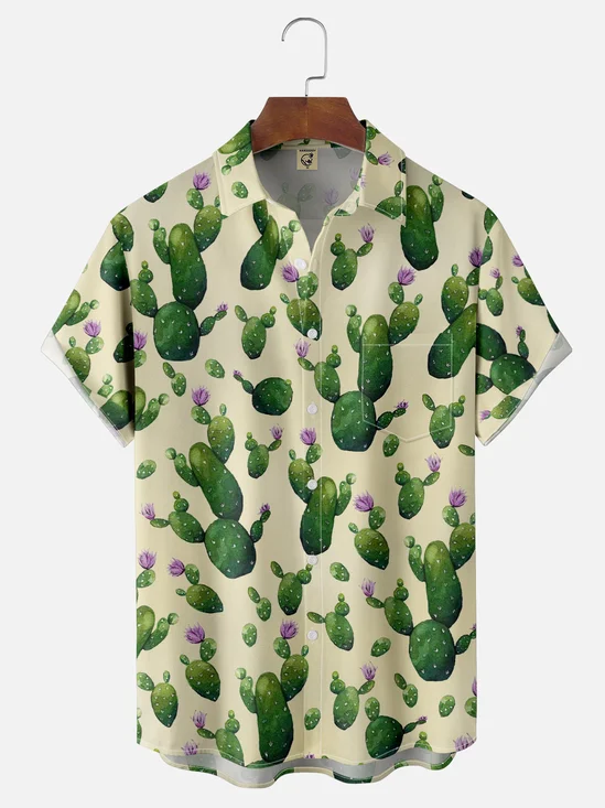 Hardaddy X Valentina Bjekovic Moisture-wicking Western Cactus Chest Pocket Casual Shirt
