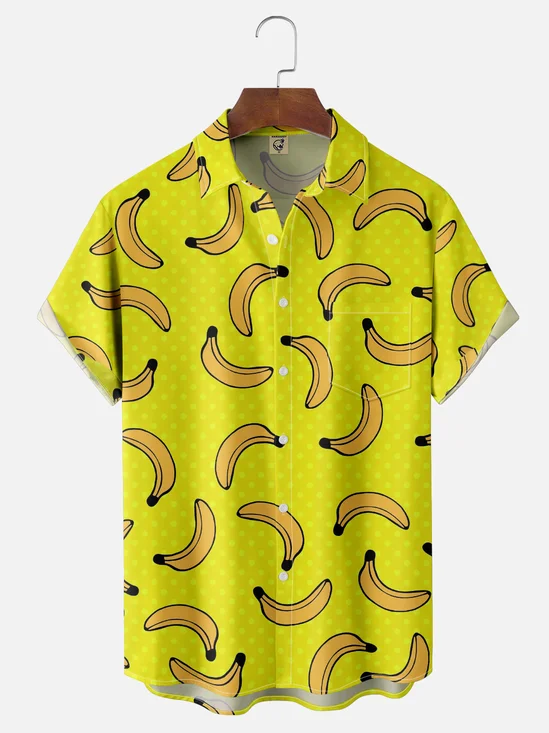 Hardaddy X Valentina Bjekovic Moisture-wicking Funky Banana Chest Pocket Hawaiian Shirt
