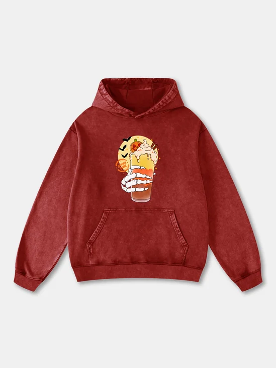 Hardaddy x Kimprut Imut Halloween Skeleton Pumpkin Horror Drink Hoodie Sweatshirt
