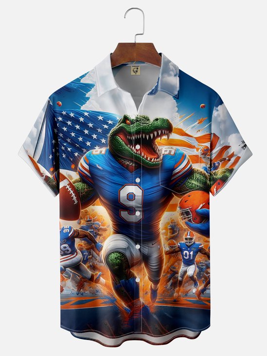 Moisture-wicking American Football Florida Art Gators Funny Chest Pocket Casual Shirt
