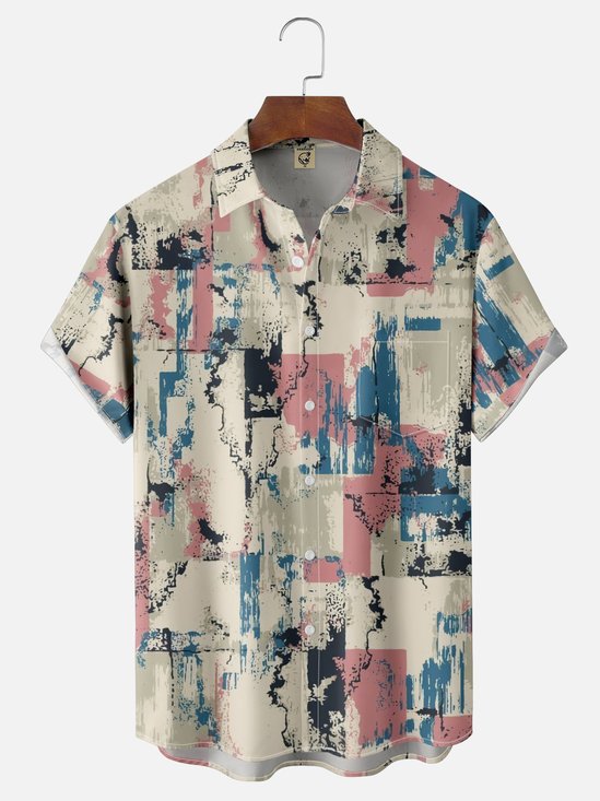 Moisture-wicking Artistic Abstract Chest Pocket Casual Shirt