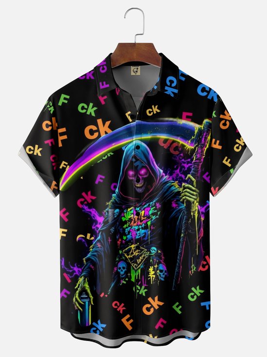 Moisture-wicking Halloween Soldier Chest Pocket Casual Shirt
