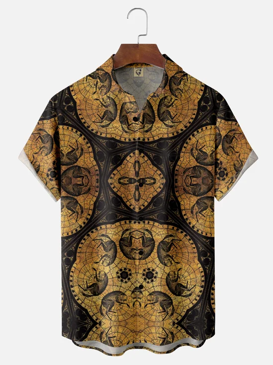Hardaddy X Mchernovart Moisture-wicking Ethnic Art Chest Pocket Casual Shirt