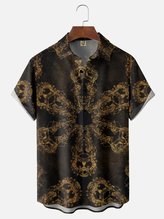 Hardaddy X Mchernovart Moisture-wicking Snowflake Art Chest Pocket Casual Shirt
