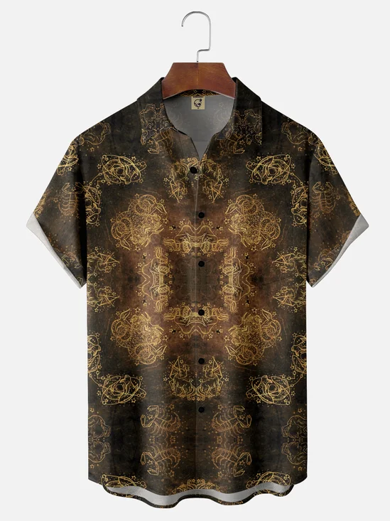 Hardaddy X Mchernovart Moisture-wicking Horoscope Symbol Chest Pocket Casual Shirt