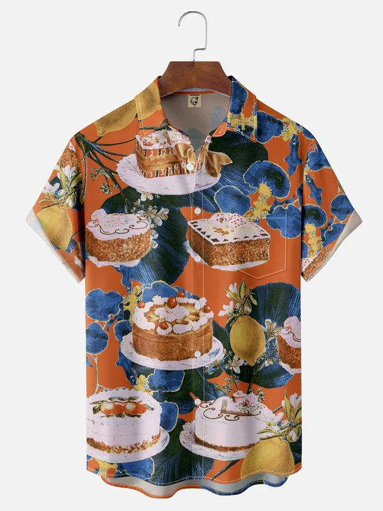 Hardaddy X Emmar Studio Moisture-wicking Orchid Cake Lemon Chest Pocket Hawaiian Shirt
