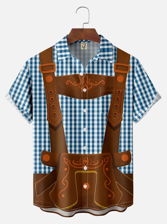 Big Size Moisture-wicking Oktoberfest Beer Festival Costume Chest Pocket Casual Shirt