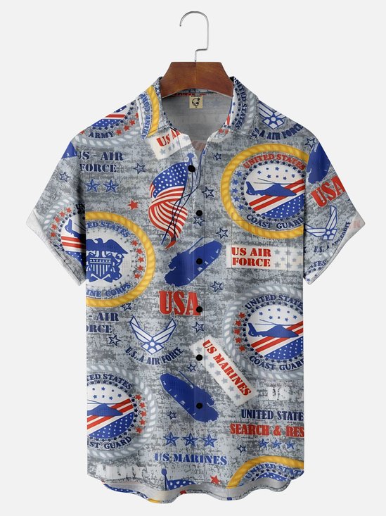 Moisture-wicking Veterans Day U.S. Marine Air Force Chest Pocket Casual Shirt