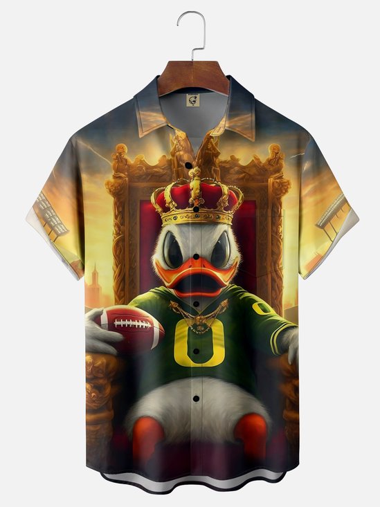 Moisture-wicking American Football Oregon Art Ducks Chest Pocket Casual Shirt