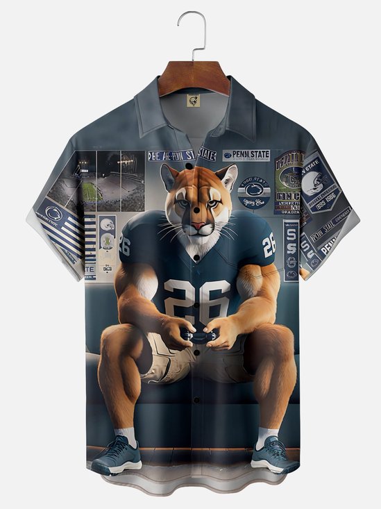 Moisture-wicking American Football Penn State Fun Nittany Lions Chest Pocket Casual Shirt