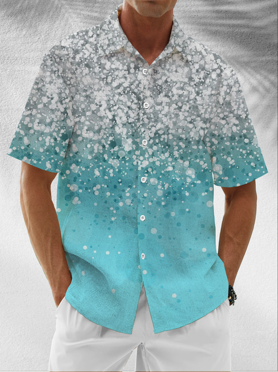 Moisture-Wicking Gradient Chest Pocket Hawaiian Shirt
