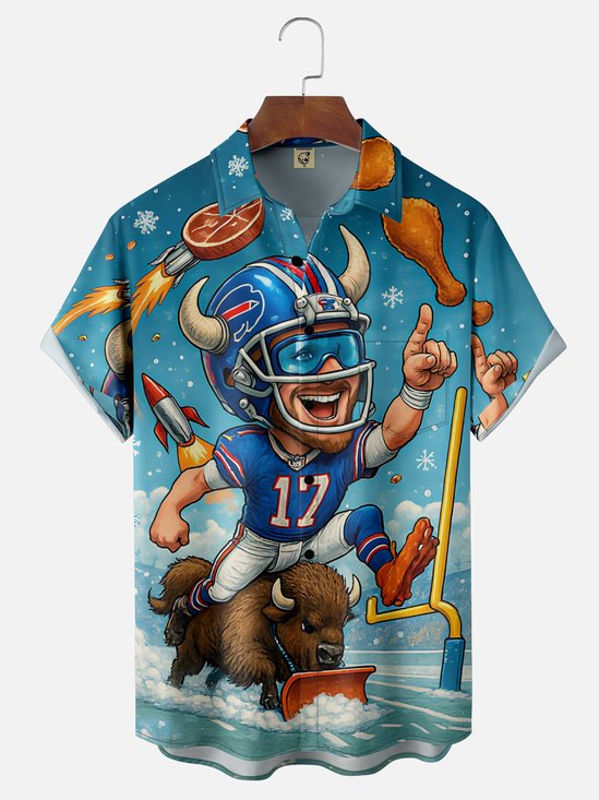 Moisture Wicking Football Buffalo Bills Breast Pocket Hawaiian Shirt