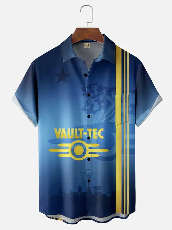 Moisture Wicking VAULT-TEC Radiant Chest Pocket Bowling Shirt