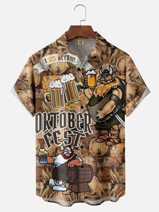Moisture Wicking Oktoberfest Viking Chest Pocket Hawaiian Shirt