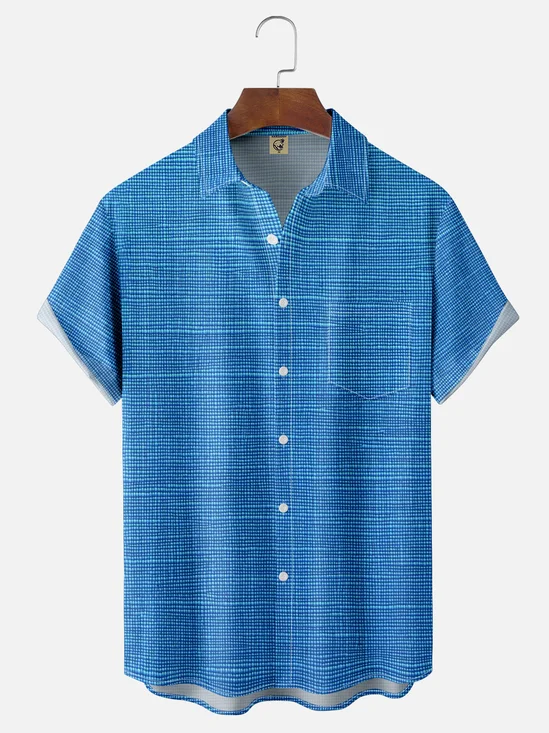 Moisture-wicking Geomatric Chest Pocket Casual Shirt