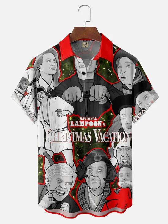 Moisture-wicking Christmas "GRISWOLD" Funny Ugly Chest Pocket Casual Shirt