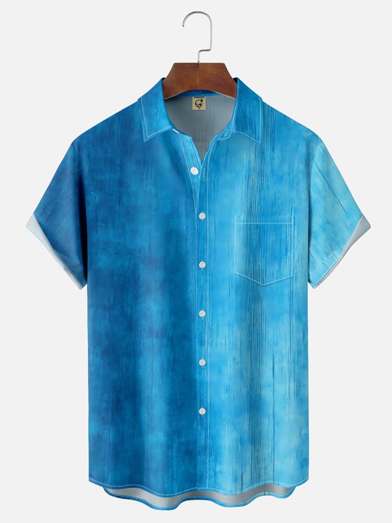 Moisture-wicking Gradient Color Chest Pocket Casual Shirt