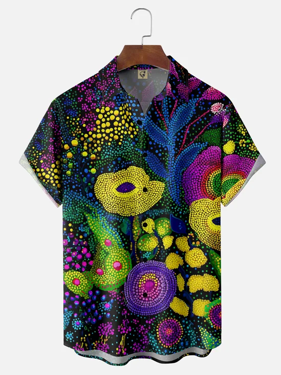 Hardaddy x Neika Moisture-wicking Botanical Pointillism Chest Pocket Casual Shirt