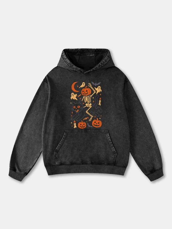 Hardaddy x Eduely Halloween Skeleton Pumpkin Black Cat Bat Hoodie Sweatshirt