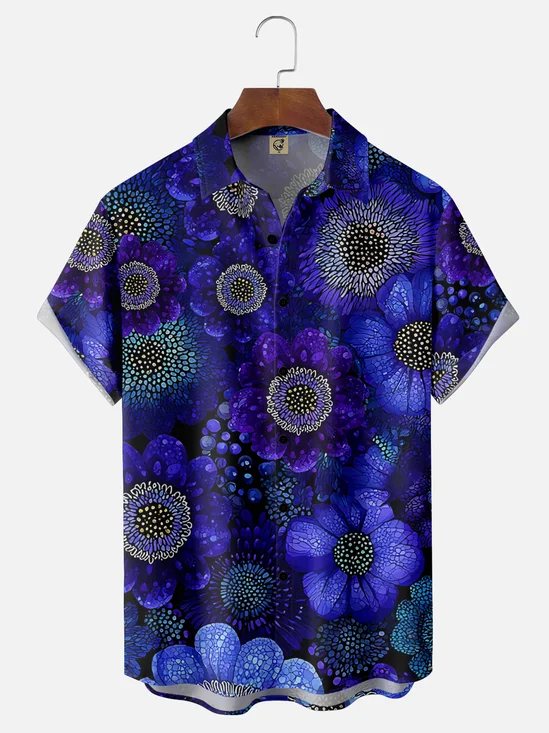 Hardaddy x Neika Moisture-wicking Botanical Pointillism Chest Pocket Casual Shirt