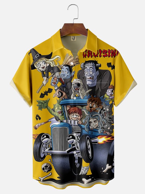 Moisture-Wicking Monster Mashed Potato Squad Chest Pocket Hawaiian Shirt
