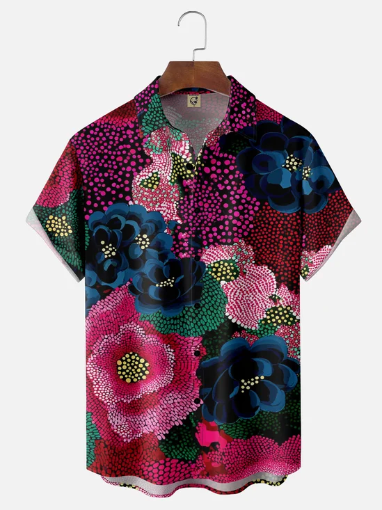 Hardaddy X Neika Moisture-wicking Floral Chest Pocket Hawaiian Shirt