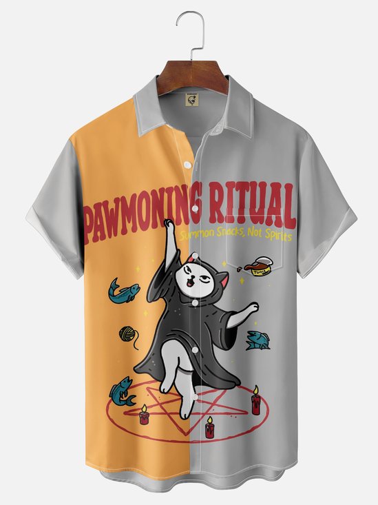 Hardaddy X Kimprut Imut Moisture-wicking Horoscope Cat Chest Pocket Hawaiian Shirt