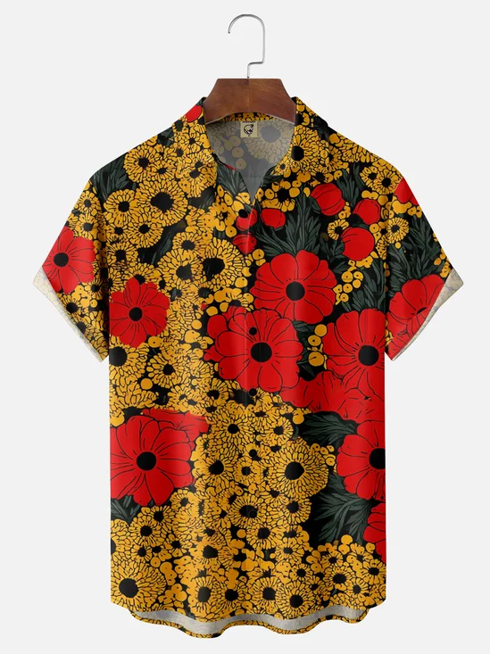 Hardaddy X Neika Moisture-wicking Floral Chest Pocket Hawaiian Shirt