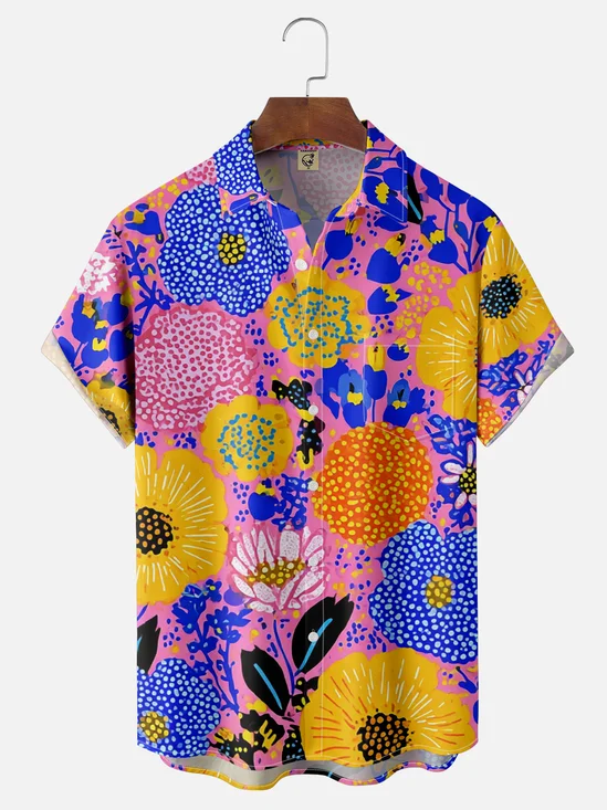 Hardaddy X Neika Moisture-wicking Floral Chest Pocket Hawaiian Shirt
