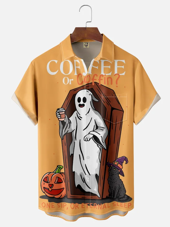 Hardaddy X Kimprut Imut Moisture-wicking Halloween Ghost Chest Pocket Resort Shirt