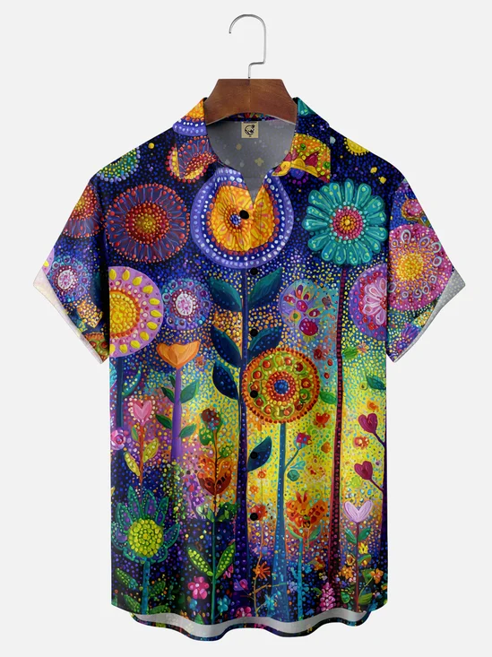 Hardaddy X Neika Moisture-wicking Floral Chest Pocket Hawaiian Shirt