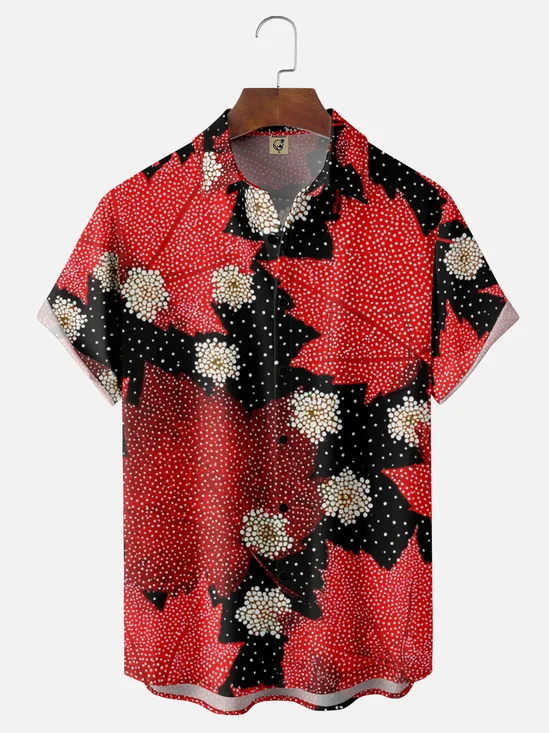 Hardaddy X Neika Moisture-wicking Maple Leaf Chest Pocket Hawaiian Shirt