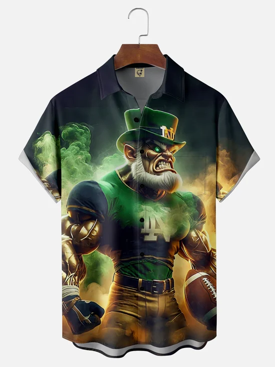 Moisture-wicking American Football University of Notre Dame Art Fighting Irish Chest Pocket Casual Shirt
