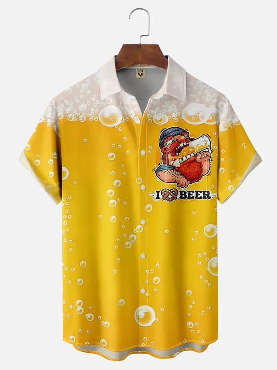 Moisture Wicking I Love Beer Chest Pocket Hawaiian Shirt