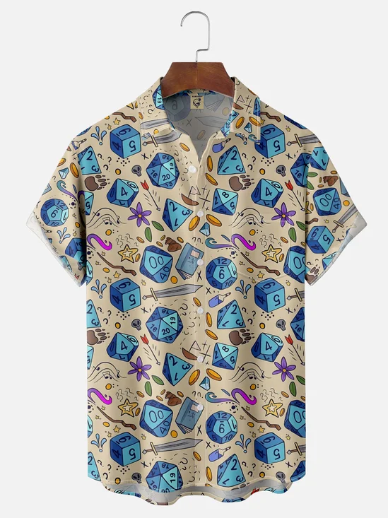 Moisture-wicking Dice Board Game Geek Chest Pocket Casual Shirt
