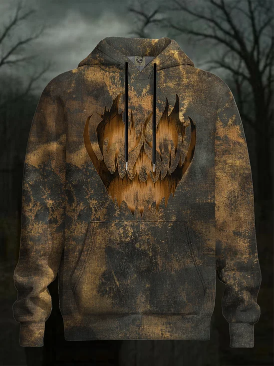 Halloween Gradient Ghost Face Hooded Sweatshirt