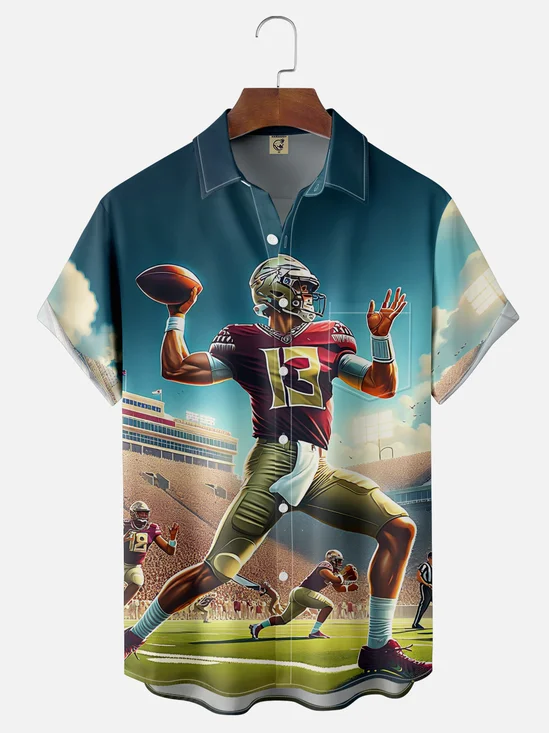 Moisture-wicking American Football Florida Art Seminoles Chest Pocket Casual Shirt