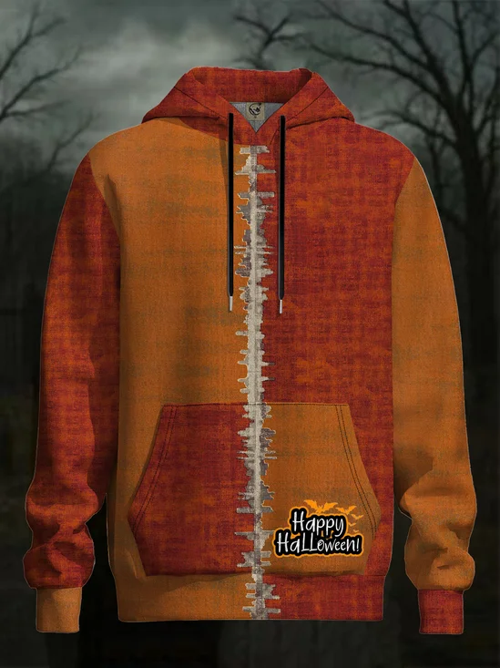 Halloween Patchwork Hooded Sweatshirt