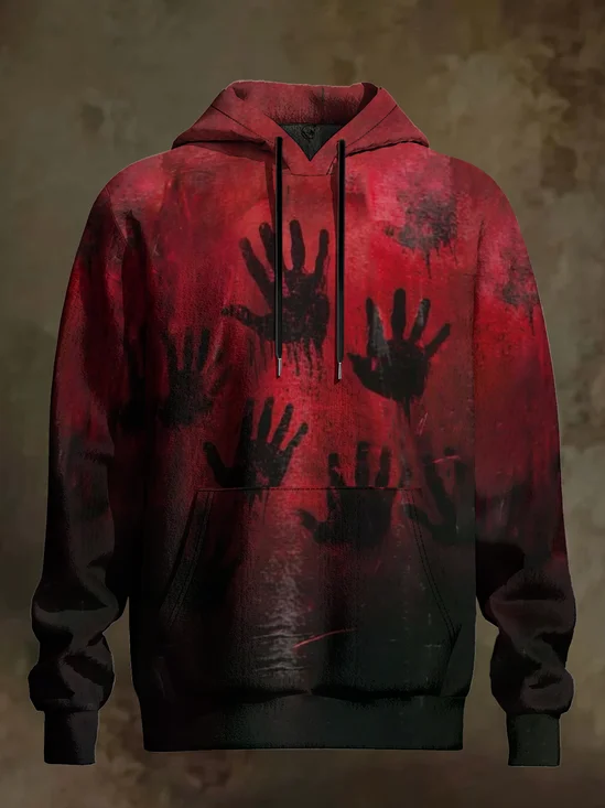 Halloween Gradient Blood Hand Hooded Sweatshirt