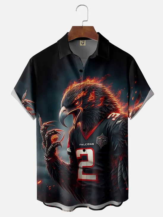 Moisture Wicking Football Atlanta Falcons Chest Pocket Hawaiian Shirt
