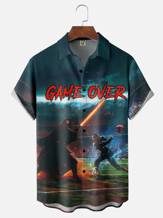Moisture-wicking Star Football Chest Pocket Casual Shirt